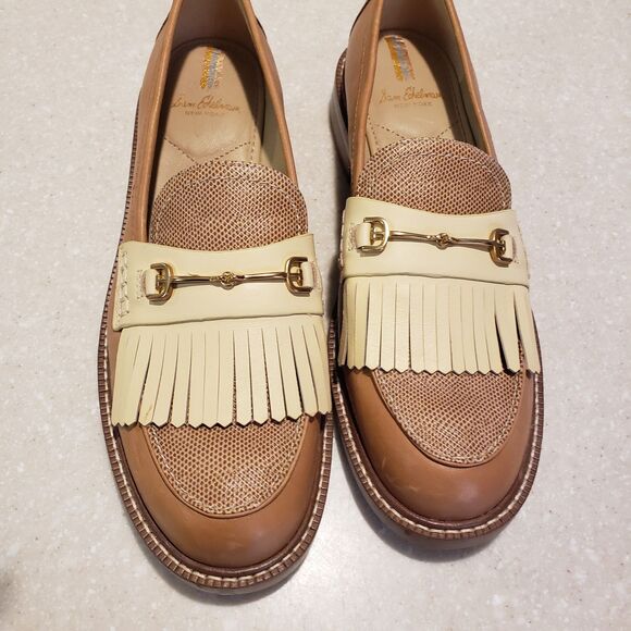 SAM EDELMAN NEW YORK Shoes Womens 8M Beige Horse Bit Cammi Kiltie Almond Loafers - Picture 4 of 12